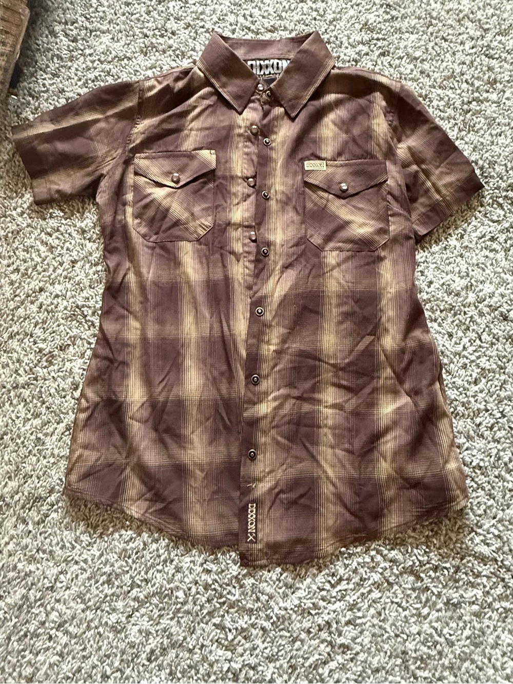 DIXXON Brown Plaid Short-Sleeve Button-Down Shirt